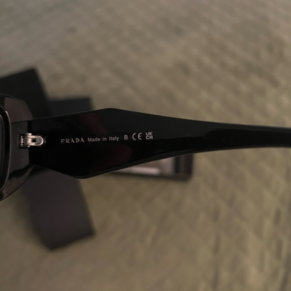Prada Glossy Black Chunky Rectangular Sunglasses - Picture 6 of 9
